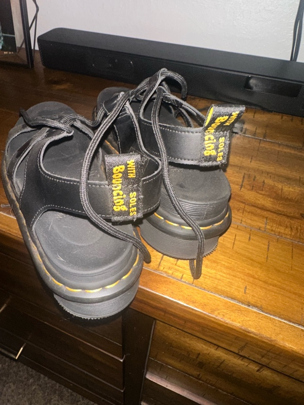 Dr. Martens Black Leather Lace-Up Platform Sandals - Picture 5 of 6